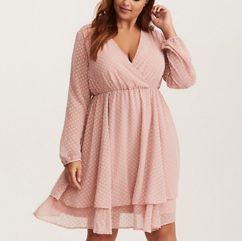 Torrid blush textured chiffon skater dress